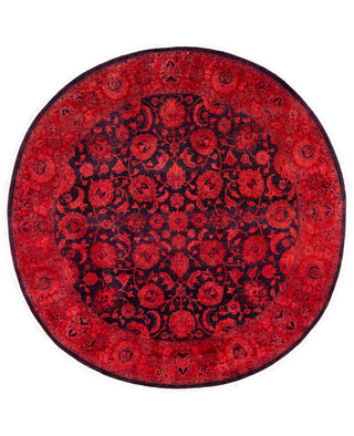 Contemporary Overdyed Wool Hand Knotted Purple Round Area Rug 6' 1" x 6' 1"