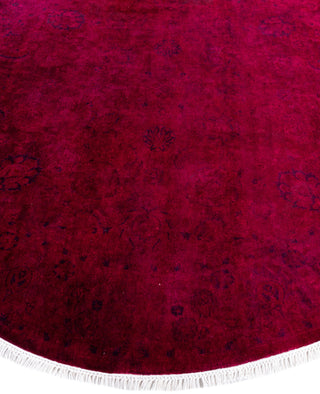 Contemporary Overdyed Wool Hand Knotted Pink Round Area Rug 6' 1" x 6' 1"