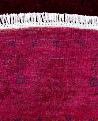 Contemporary Overdyed Wool Hand Knotted Pink Round Area Rug 6' 1" x 6' 1"