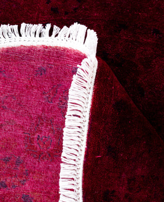 Contemporary Overdyed Wool Hand Knotted Pink Round Area Rug 6' 1" x 6' 1"