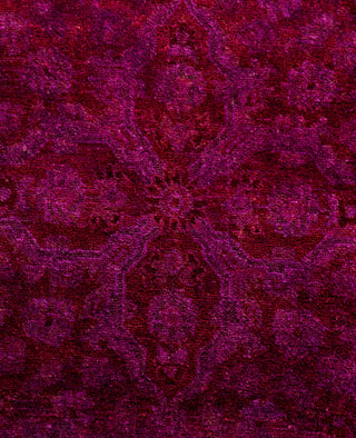 Contemporary Overdyed Wool Hand Knotted Purple Round Area Rug 6' 1" x 6' 1"