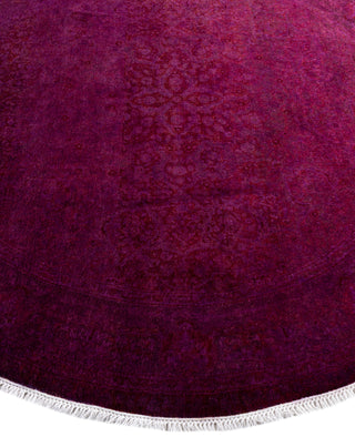 Contemporary Overdyed Wool Hand Knotted Purple Round Area Rug 6' 1" x 6' 1"