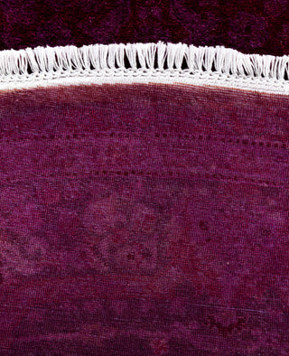 Contemporary Overdyed Wool Hand Knotted Purple Round Area Rug 6' 1" x 6' 1"