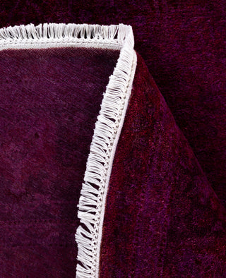 Contemporary Overdyed Wool Hand Knotted Purple Round Area Rug 6' 1" x 6' 1"