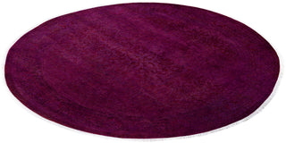 Contemporary Overdyed Wool Hand Knotted Purple Round Area Rug 6' 1" x 6' 1"
