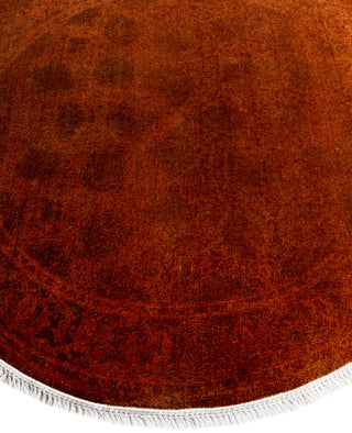 Contemporary Overdyed Wool Hand Knotted Orange Round Area Rug 4' 1" x 4' 1"