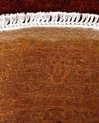 Contemporary Overdyed Wool Hand Knotted Orange Round Area Rug 4' 1" x 4' 1"