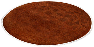 Contemporary Overdyed Wool Hand Knotted Orange Round Area Rug 4' 1" x 4' 1"
