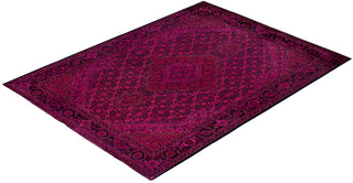 Contemporary Overdyed Wool Hand Knotted Purple Area Rug 4' 10" x 6' 4"
