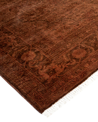 Modern Overdyed Hand Knotted Wool Brown Area Rug 4' 10" x 6' 5"