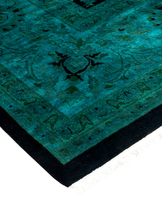 Modern Overdyed Hand Knotted Wool Green Area Rug 10' 2" x 13' 10"