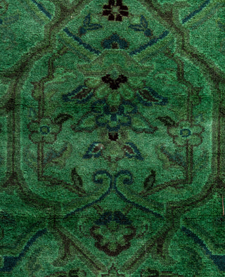Overdyed Hand-Knotted Wool Modern-Contemporary Green Runner 2' 7" x 10' 3"