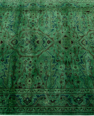 Overdyed Hand-Knotted Wool Modern-Contemporary Green Runner 2' 7" x 10' 3"
