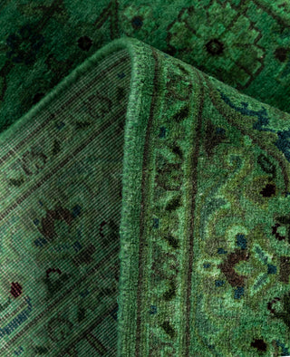 Overdyed Hand-Knotted Wool Modern-Contemporary Green Runner 2' 7" x 10' 3"