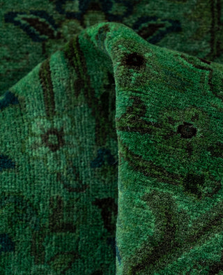 Overdyed Hand-Knotted Wool Modern-Contemporary Green Runner 2' 7" x 10' 3"