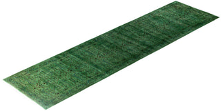 Overdyed Hand-Knotted Wool Modern-Contemporary Green Runner 2' 7" x 10' 3"
