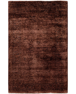 Overdyed Hand-Knotted Wool Modern-Contemporary Brown Area Rug 3' 3" x 4' 10"