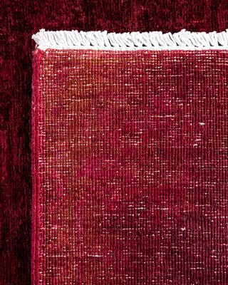 Contemporary Hand-Knotted Overdyed Red Runner 3' 0" x 17' 4"