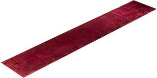 Contemporary Hand-Knotted Overdyed Red Runner 3' 0" x 17' 4"