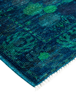 Contemporary Fine Vibrance Blue Wool Area Rug - 3' 1" x 3' 4"