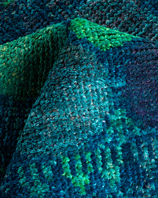 Contemporary Fine Vibrance Blue Wool Area Rug - 3' 1" x 3' 4"