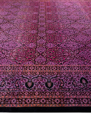 Overdyed Hand-Knotted Wool Modern-Contemporary Purple Area Rug 11' 10" x 12' 3"