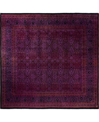 Overdyed Hand-Knotted Wool Modern-Contemporary Purple Area Rug 11' 10" x 12' 3"