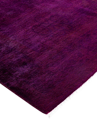 Contemporary Overdyed Wool Hand Knotted Purple Round Area Rug 5' 0" x 5' 1"