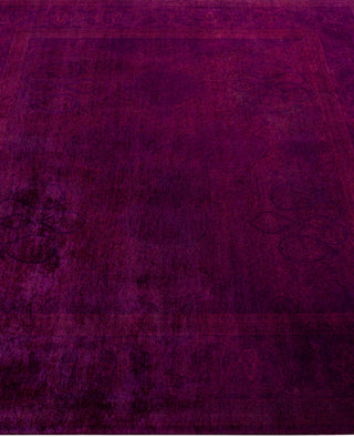 Contemporary Overdyed Wool Hand Knotted Purple Round Area Rug 5' 0" x 5' 1"