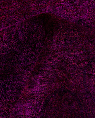 Contemporary Overdyed Wool Hand Knotted Purple Round Area Rug 5' 0" x 5' 1"