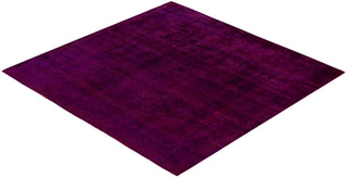 Contemporary Overdyed Wool Hand Knotted Purple Round Area Rug 5' 0" x 5' 1"