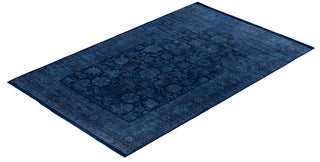 Overdyed One-of-a-Kind Wool Blue Area Rug 4' 1" x 6' 2"