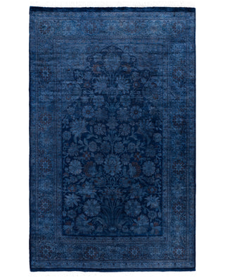 Overdyed One-of-a-Kind Wool Blue Area Rug 4' 1" x 6' 2"