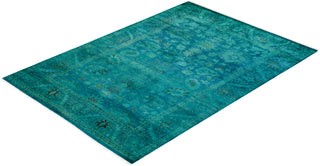 Modern Overdyed Hand Knotted Wool Blue Area Rug 4' 3" x 6' 0"
