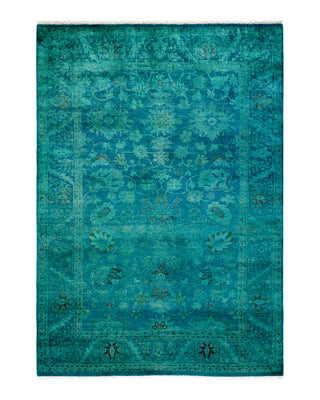 Contemporary Fine Vibrance Blue Wool Area Rug 4' 3" x 6' 0"