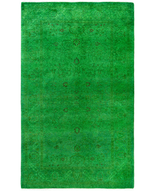 Contemporary Overdyed Wool Hand Knotted Green Area Rug 3' 3" x 5' 3"