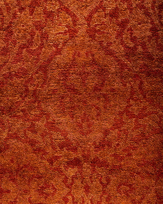 Contemporary Hand-Knotted Overdyed Orange Runner 2' 7" x 17' 5"
