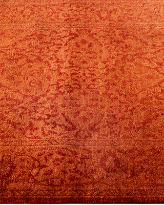 Contemporary Hand-Knotted Overdyed Orange Runner 2' 7" x 17' 5"