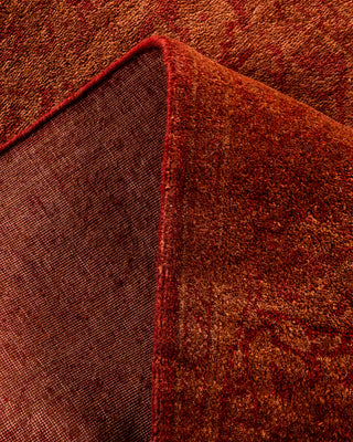 Contemporary Hand-Knotted Overdyed Orange Runner 2' 7" x 17' 5"