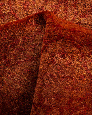 Contemporary Hand-Knotted Overdyed Orange Runner 2' 7" x 17' 5"