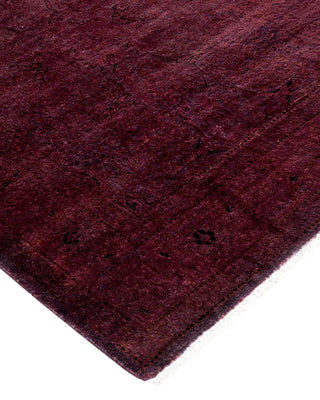Modern Overdyed Hand Knotted Wool Purple Runner 2' 6" x 12' 1"