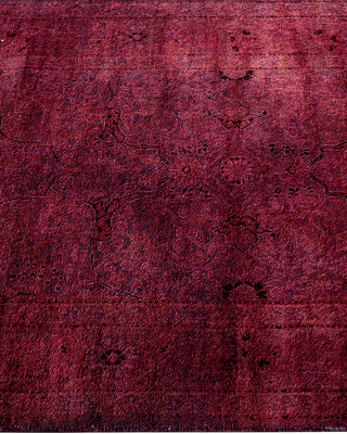 Modern Overdyed Hand Knotted Wool Purple Runner 2' 6" x 12' 1"