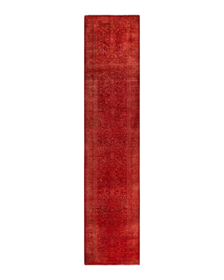 Contemporary Overyed Wool Hand Knotted Pink Runner 2' 7" x 12' 1"