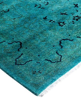 Contemporary Hand-Knotted Overdyed Blue Runner 2' 8" x 10' 2"