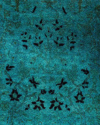 Contemporary Hand-Knotted Overdyed Blue Runner 2' 8" x 10' 2"