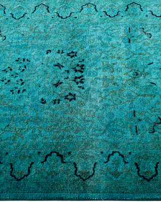 Contemporary Hand-Knotted Overdyed Blue Runner 2' 8" x 10' 2"