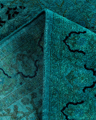 Contemporary Hand-Knotted Overdyed Blue Runner 2' 8" x 10' 2"