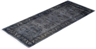 Contemporary Overdyed Wool Hand Knotted Gray Runner 2' 6" x 6' 0"