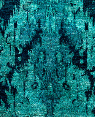 Overdyed Hand-Knotted Wool Modern-Contemporary Green Area Rug 3' 10" x 4' 3"