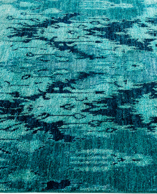 Overdyed Hand-Knotted Wool Modern-Contemporary Green Area Rug 3' 10" x 4' 3"